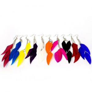 Fashion Women Girl Long Feather Chandelier Earring Chain Dangle Eardrop Party Jewelry Accessory Gift