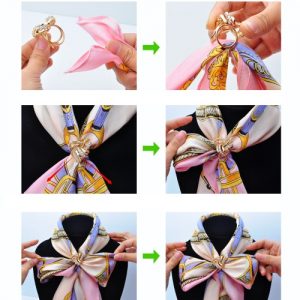 Fashion Zinc Metallic Flower Scarf Shawl Buckle Clip Ring Brooch Jewelry Accessories for Women Gift