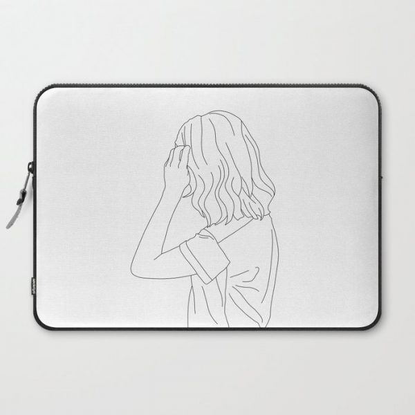 Fashion illustration line drawing - Cain Computer Cover by The Colour Study - Laptop Sleeve - 15"