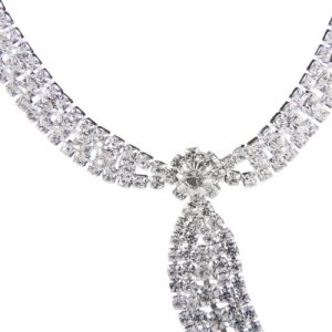 Fashionable Tie Pattern Women' s Alloy Wedding Party Pendant Jewelry Set with Rhinestone Including Necklace Earrings