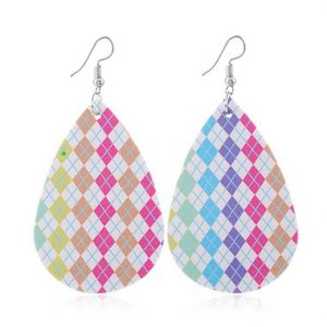 Faux Leather Multi Color Printed Earrings - One Size