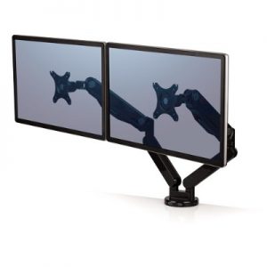 Fellowes 8042501 Platinum Series Dual Monitor Arm - Desk mount for 2 monitors (adjustable arm) - aluminum - black - screen size: up to 27