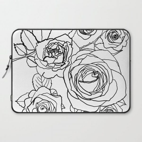 Feminine and Romantic Rose Pattern Line Work Illustration Computer Cover by Art by Raylie - Laptop Sleeve - 15"