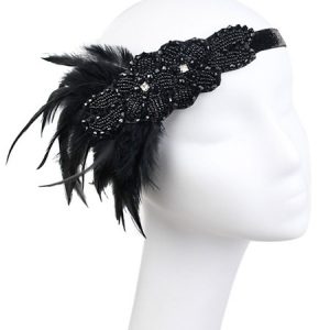 Flapper Headband 1920s Costume The Great Gatsby Feather Champagne Headpieces Women Vintage Costume Accessories Halloween