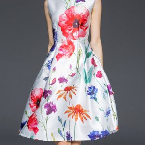 Floral Big Hem Sleeveless Midi Dress