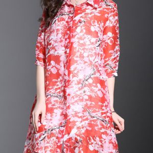 Floral Half Sleeve Casual Shirt Dress