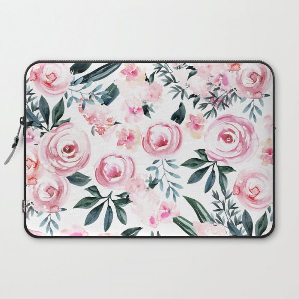 Floral Rose Watercolor Flower Pattern Computer Cover by Nature Magick - Laptop Sleeve - 15"