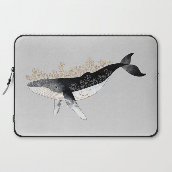 Floral Whale Computer Cover by Elisabeth Fredriksson - Laptop Sleeve - 15"