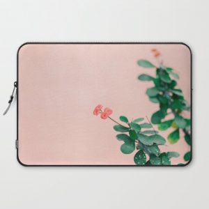 Floral photography print | Green on coral | Botanical photo art Computer Cover by raisazwart - fine art travel photography - Laptop Sleeve - 15"