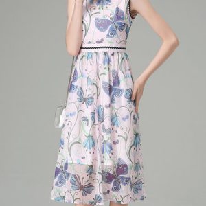 Floral-print Sleeveless Girly Midi Dress