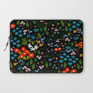 Floral x Black Computer Cover by FrankiePrintCo - Laptop Sleeve - 13"