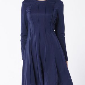 Folds A-line Long Sleeve Mini Dress