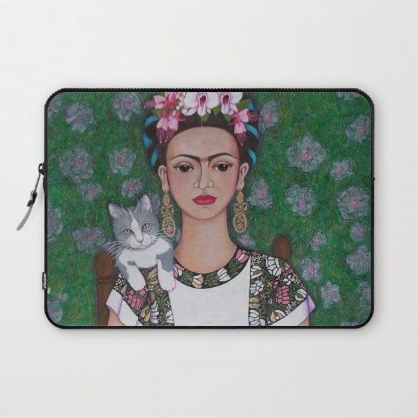 Frida cat lover Computer Cover by Madalena Lobao-Tello - Laptop Sleeve - 13"