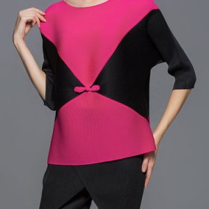 Fuchsia Crew Neck 3/4 Sleeve Blouse