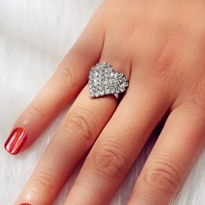 Full Rhinestone Heart Finger Rings