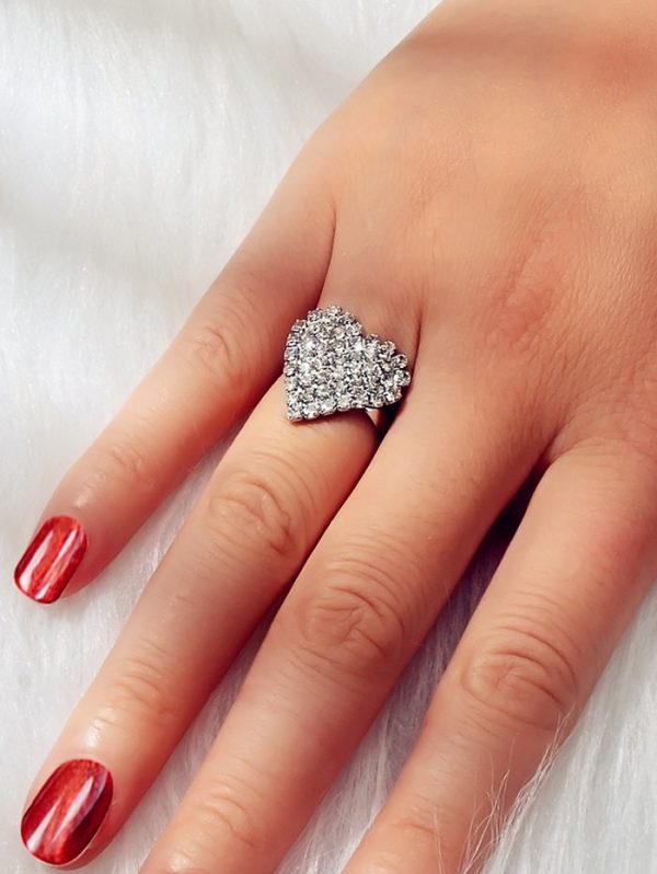 Full Rhinestone Heart Finger Rings