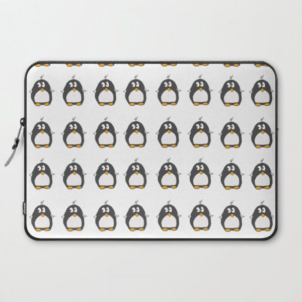 Funny black white cute penguin animal illustration Computer Cover by Pink Water - Laptop Sleeve - 15"