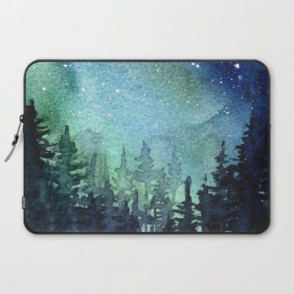 Galaxy Watercolor Aurora Borealis Painting Computer Cover by Olechka - Laptop Sleeve - 15"