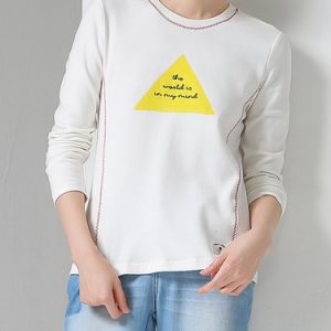 Geometric H-line Casual Cotton-blend Long Sleeved Top