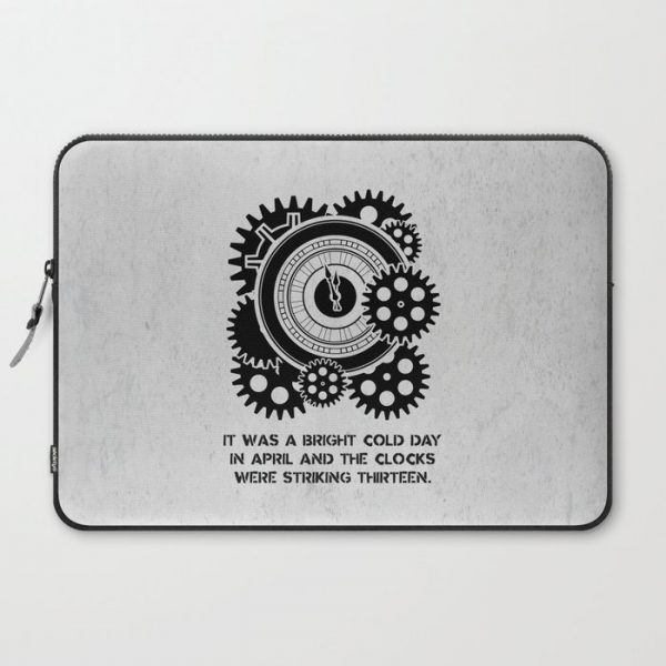 George Orwell - 1984 - Clock Striking 13 Computer Cover by fivepennystudio - Laptop Sleeve - 15"