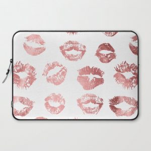 Girly Fashion Lips Rose Gold Lipstick Pattern Computer Cover by Nature Magick - Laptop Sleeve - 15"