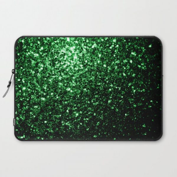 Glamour Dark Green glitter sparkles Computer Cover by PLdesign - Laptop Sleeve - 15"