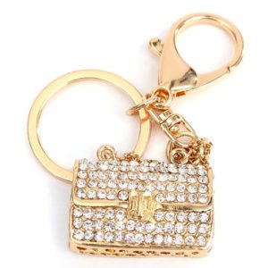 Gold Crystal Handbag Shape Keychain