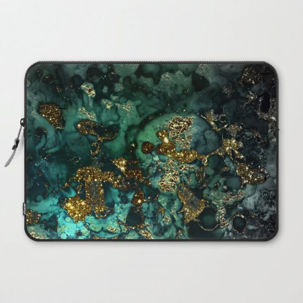 Gold Indigo Malachite Marble Computer Cover by UtArt - Laptop Sleeve - 15"