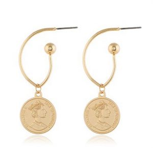 Gold Metal Character Design Earring Set - One Size