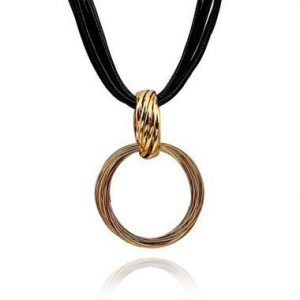 Gold Metal Ring Pendant Necklace for Woman - One Size