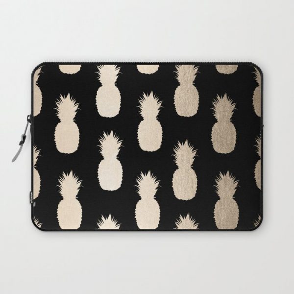 Gold Pineapples Pattern Black Computer Cover by Simple Luxe - Laptop Sleeve - 13"