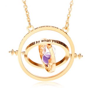 Gold Rotating Hourglass Time Turner Necklace