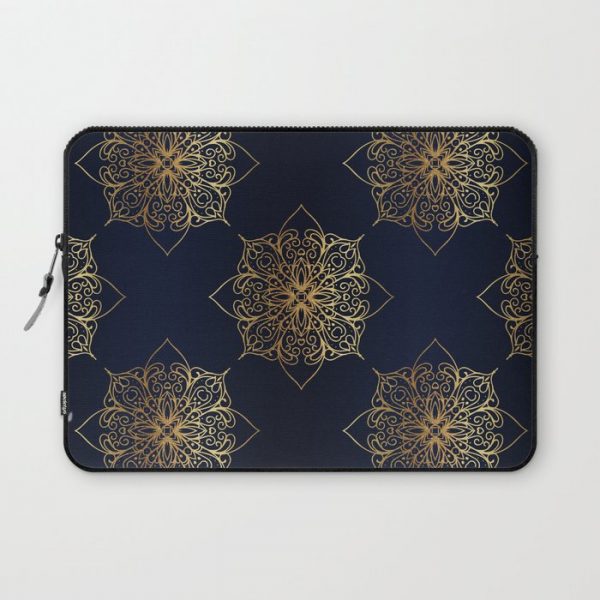 Gold and Navy Damask Computer Cover by tanyadraws - Laptop Sleeve - 13"