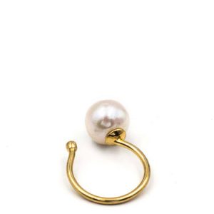 Golden 925 Sterling Silver Gold Plated Adjustable Pearl Ring