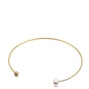 Golden 925 Sterling Silver Gold Plated Pearl Adjustable Choker