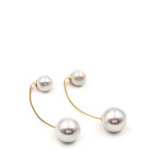 Golden 925 Sterling Silver Gold Plated Round Pearl Earrings