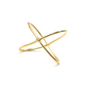 Golden 925 Sterling Silver Gold Plated Zircon Cross Ring