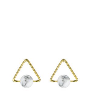 Golden 925 Sterling Silver Triangle Marble Earrings