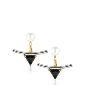 Golden Copper Imitation Pearl Jet Speed Earrings