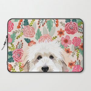 Golden Doodle florals pet portrait art print and dog gifts Computer Cover by PetFriendly - Laptop Sleeve - 15"