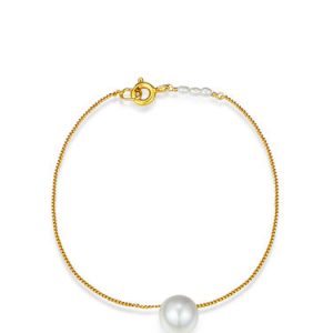 Golden Round 925 Sterling Silver Pearl Bracelet