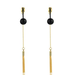 Golden Round Tassel Synthetic Materials Earrings