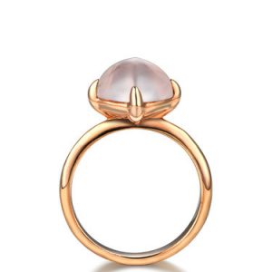 Golden Square Rose Gold Rose Quartz Ring