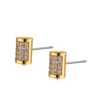 Golden Square Synthetic Materials Earrings