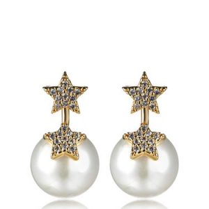 Golden Star Synthetic Materials Pearl Earrings