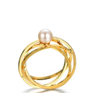 Golden Stratified Round Sterling Silver Ring