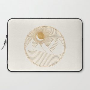 Golden Sunset Landscape with Mountains Computer Cover by moderntropical - Laptop Sleeve - 15"