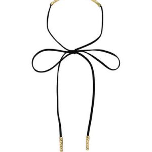 Golden Synthetic Materials Bowknot Lucky Gal Necklace