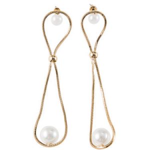 Golden Synthetic Materials Imitation Pearl Earrings