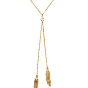 Golden Synthetic Materials Leaf Necklace